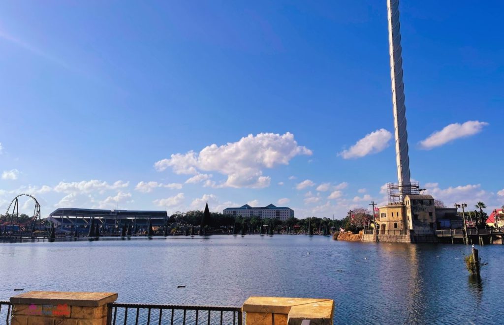 Lagoon at SeaWorld Orlando Overlooking Renaissance Hotel. Keep reading to learn how to avoid with SeaWorld wait times with quick queue skip the line pass.