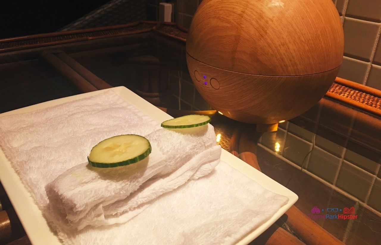 Mandara Spa Universal Orlando Portofino Bay Resort Cucumber on Towel
