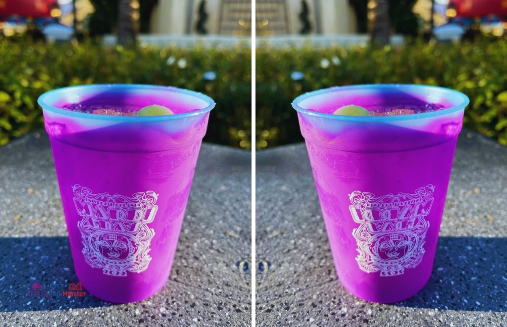 2025 Mardi Gras Cocktail and Food at Universal Studios Orlando, Florida. One of the best things to eat at Universal Mardi Gras.