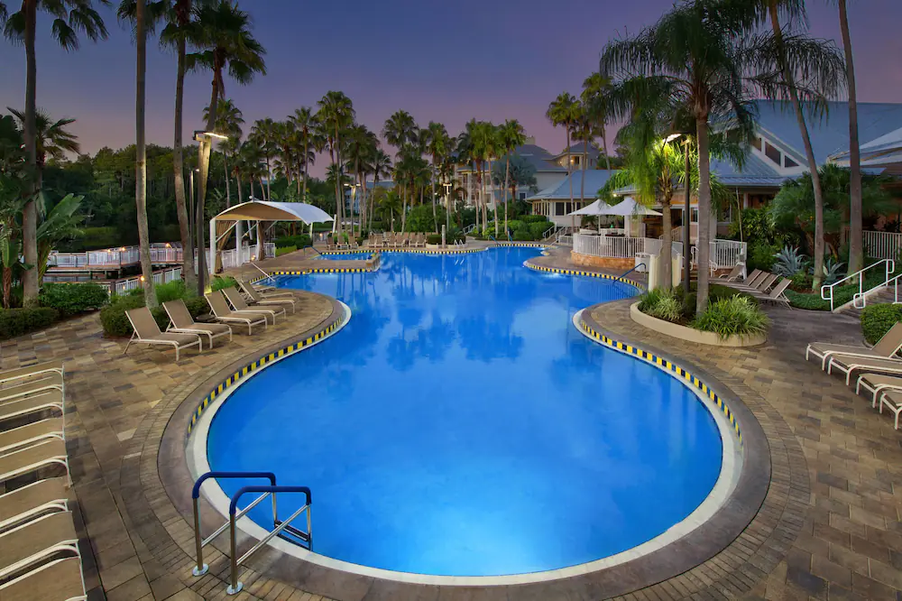 Marriott's Cypress Harbour Villas Pool Area. Keep reading to learn about the best cheap hotels near SeaWorld Orlando.