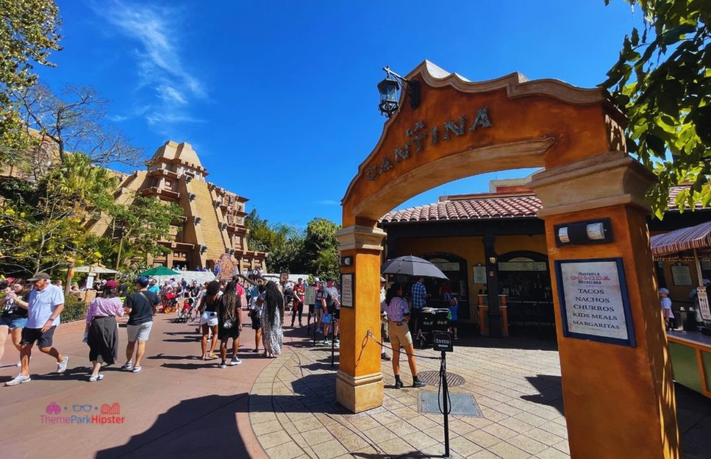 Mexico Pavilion at Epcot Pyramid next to La Cantina