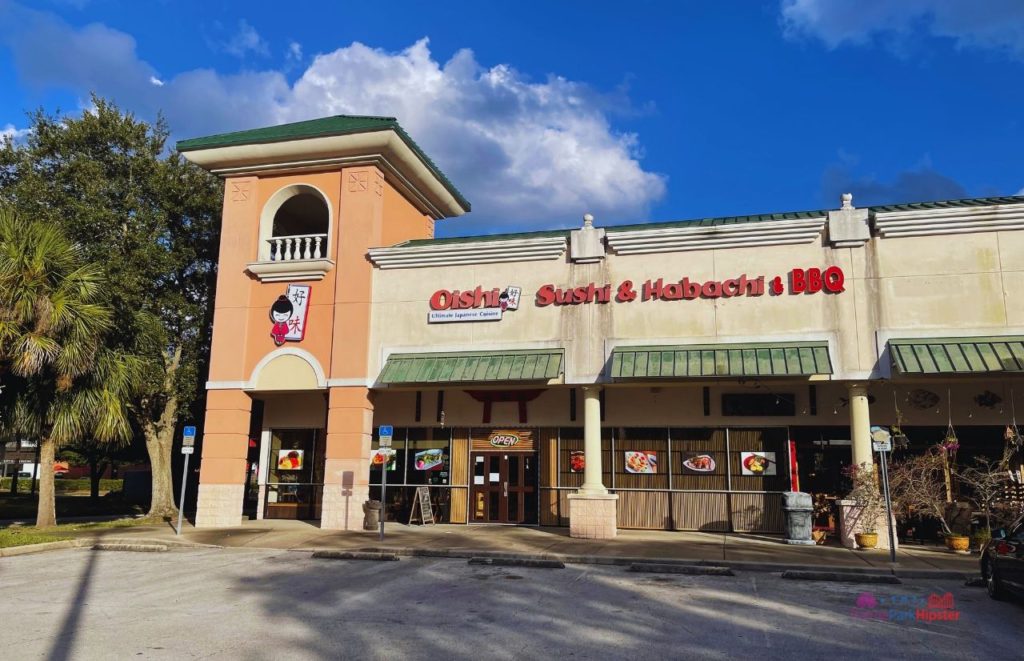 Oishi Sushi and Hibachi Exterior Shot. One of the best restaurants near SeaWorld.