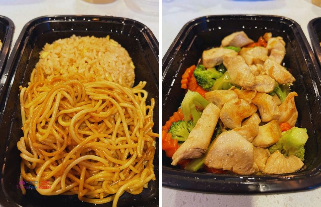 Oishi Sushi and Hibachi with Chicken Rice Noodles and Vegetables