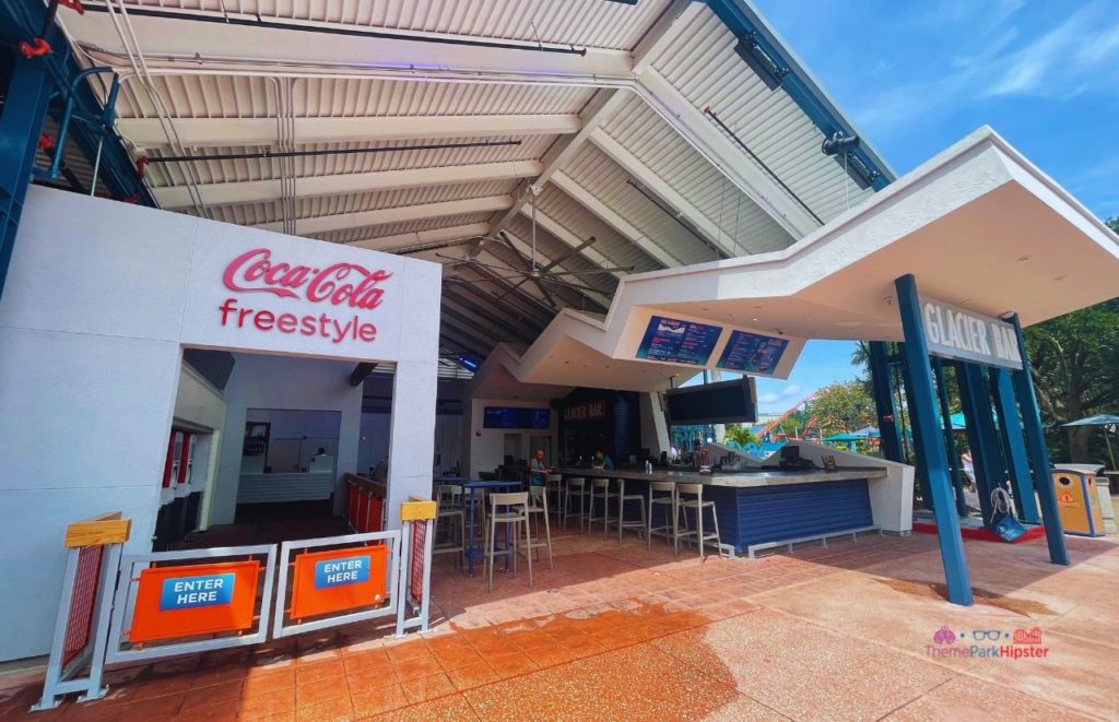 SeaWorld Orlando Coca Cola Freestyle Machine next to Glacier Bar. Keep reading to learn more about the best SeaWorld Orlando restaurants.