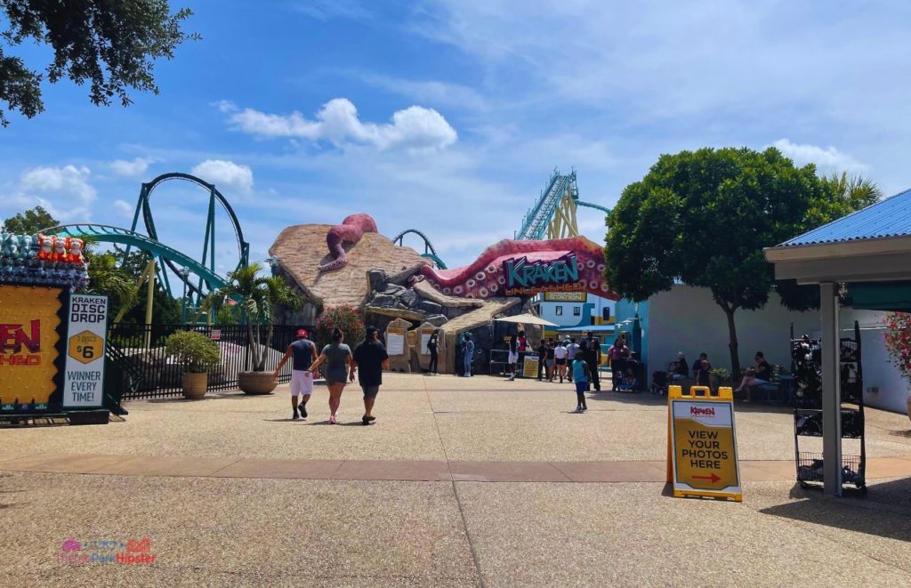 SeaWorld Orlando Kraken Roller Coaster Entrance. Keep reading to get the best rides at SeaWorld Orlando.