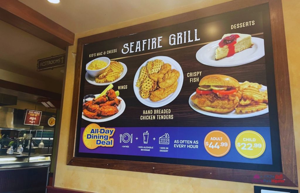 SeaWorld Orlando All-Day Dining Plan Seafire Grill Menu