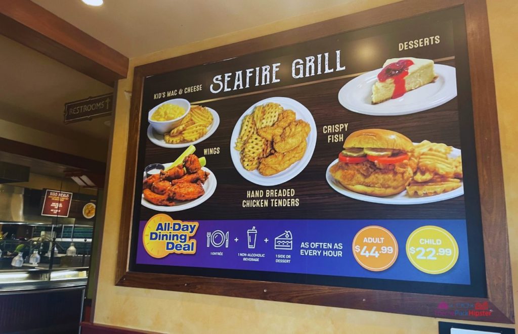 2024 SeaWorld Orlando All Day Dining Deal Seafire Grill Menu