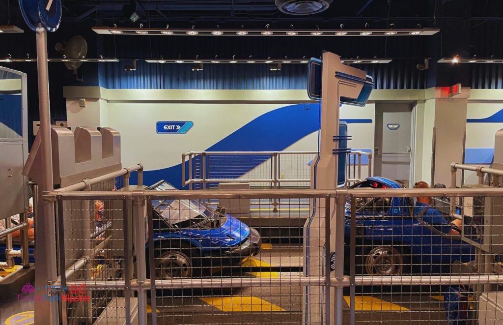 Test Track Epcot Boarding the Cars. One of the best thrill rides at Disney World.