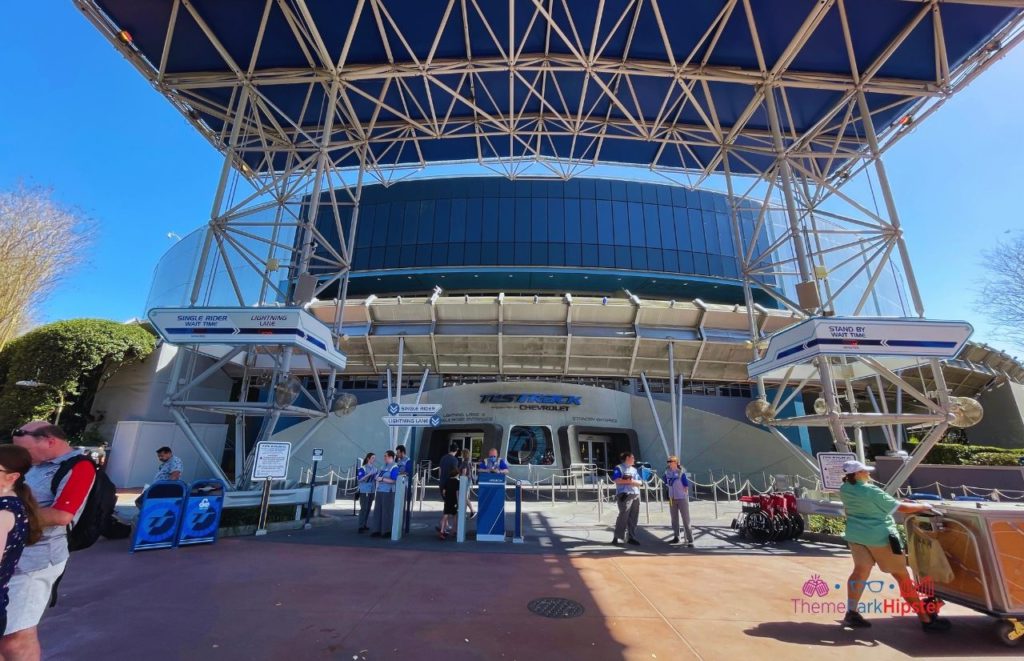 Test Track Epcot Entrance. One of the best thrill rides at Disney World.