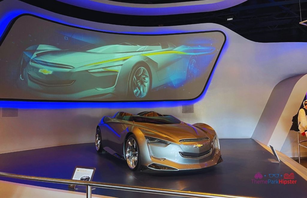 Test Track Epcot Silver Futuristic Car one of the single rider lines at Disney World.