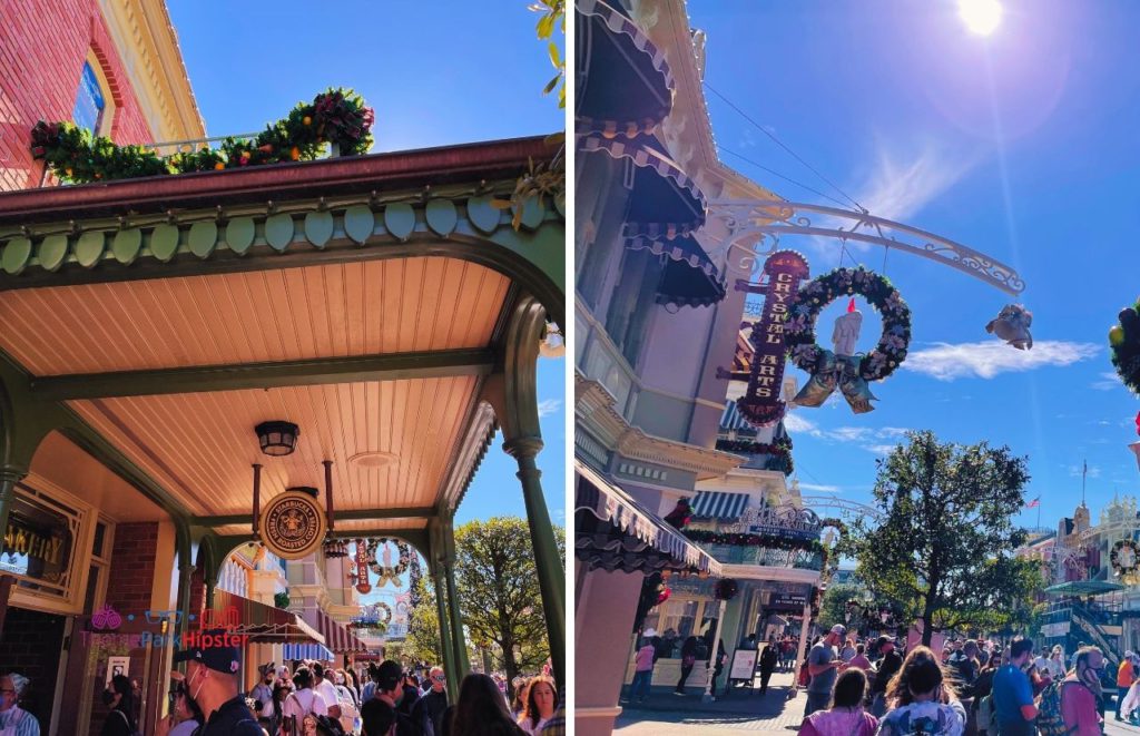 Disney Magic Kingdom Crowded Christmas Day on Main Street USA. Keep reading to get the best Disney at Christmastime tips for your trip!