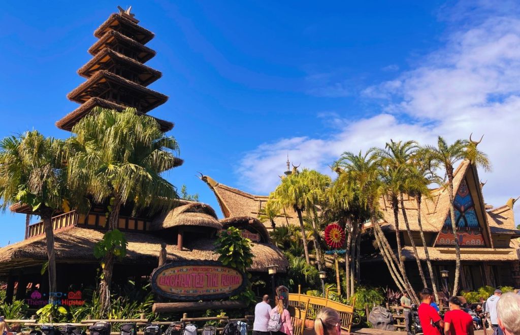 Disney Magic Kingdom Enchanted Tiki Room Entrance and Sunshine Terrace Adventureland. One of the best rides at Adventureland.