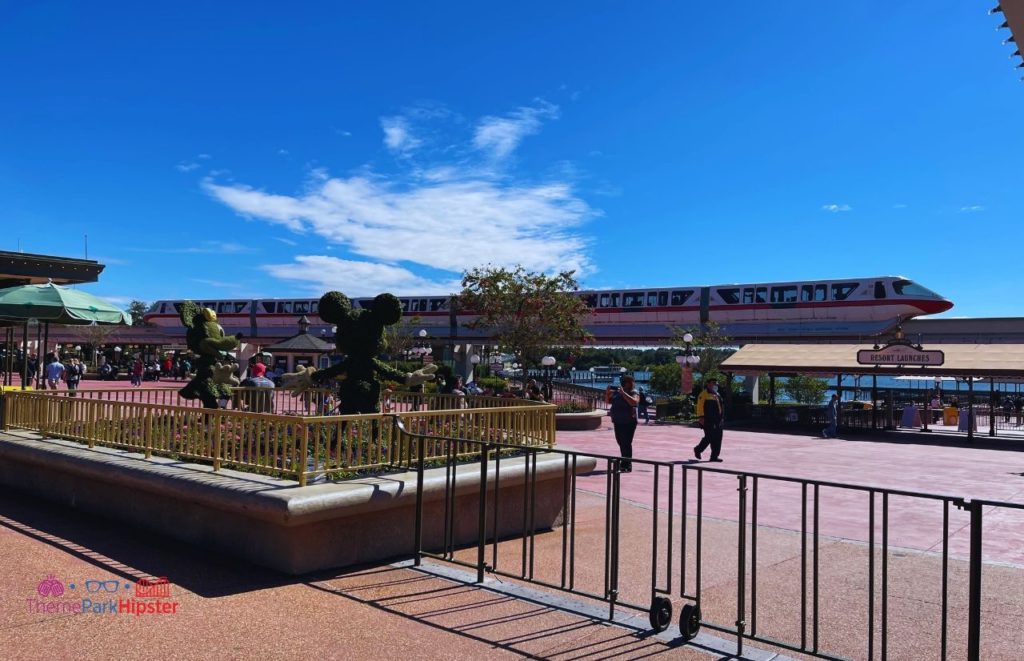 Disney Magic Kingdom Monorail passing by. Keep reading for the best Disney World Tips and Tricks for First Timers.