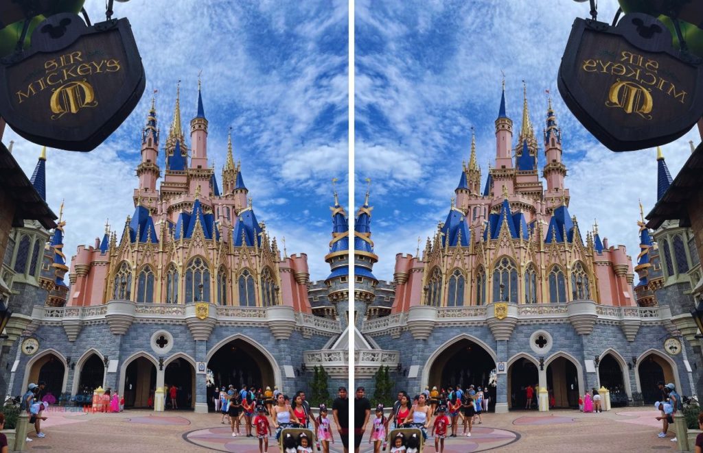Disney Magic Kingdom Rear view of Cinderella Castle next to Sir Mickey Store