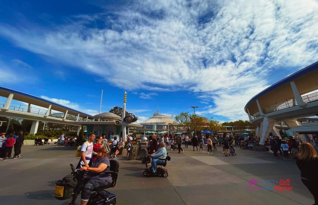 Disney Magic Kingdom Tomorrowland Wide view with Peoplemover and Space Mountain