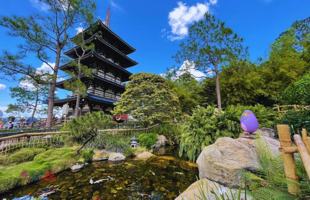 Egg Hunt Epcot Flower and Garden Festival with Figment in Japan Garden. Keep reading to see the best epcot flower and garden topiaries through the years!