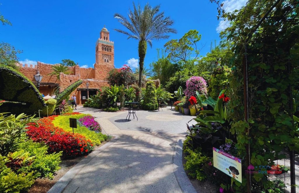 Epcot Flower and Garden Festival Walkway to Morocco Pavilion at Epcot. Keep reading to know what to do in every country in the Epcot Pavilions of World Showcase.