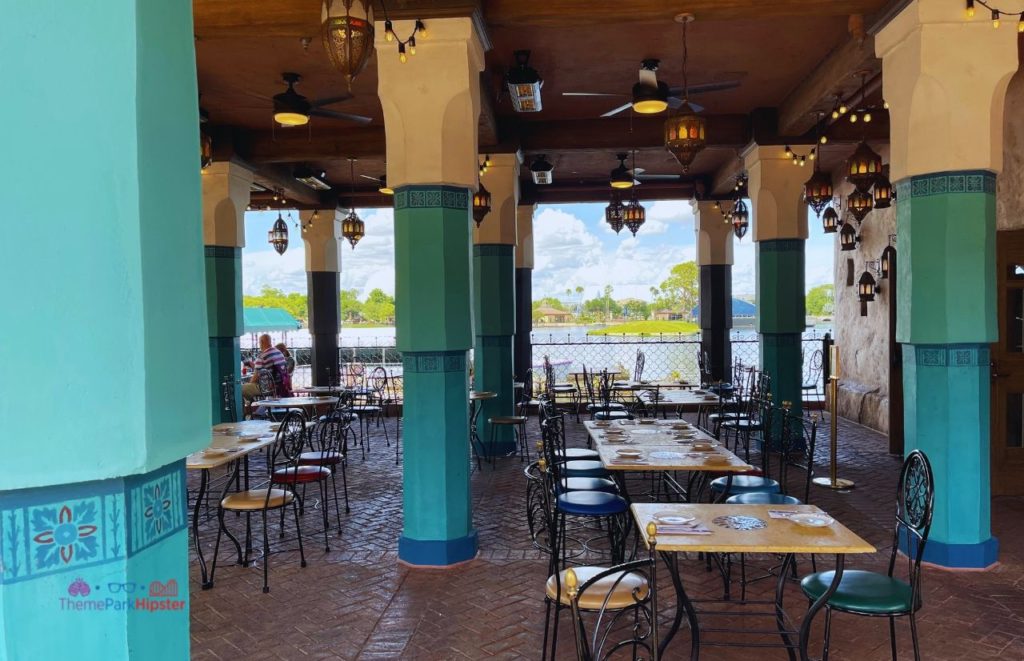 Epcot Spice Road Table outdoor area in Morocco. One of the best Restaurants at Epcot. 