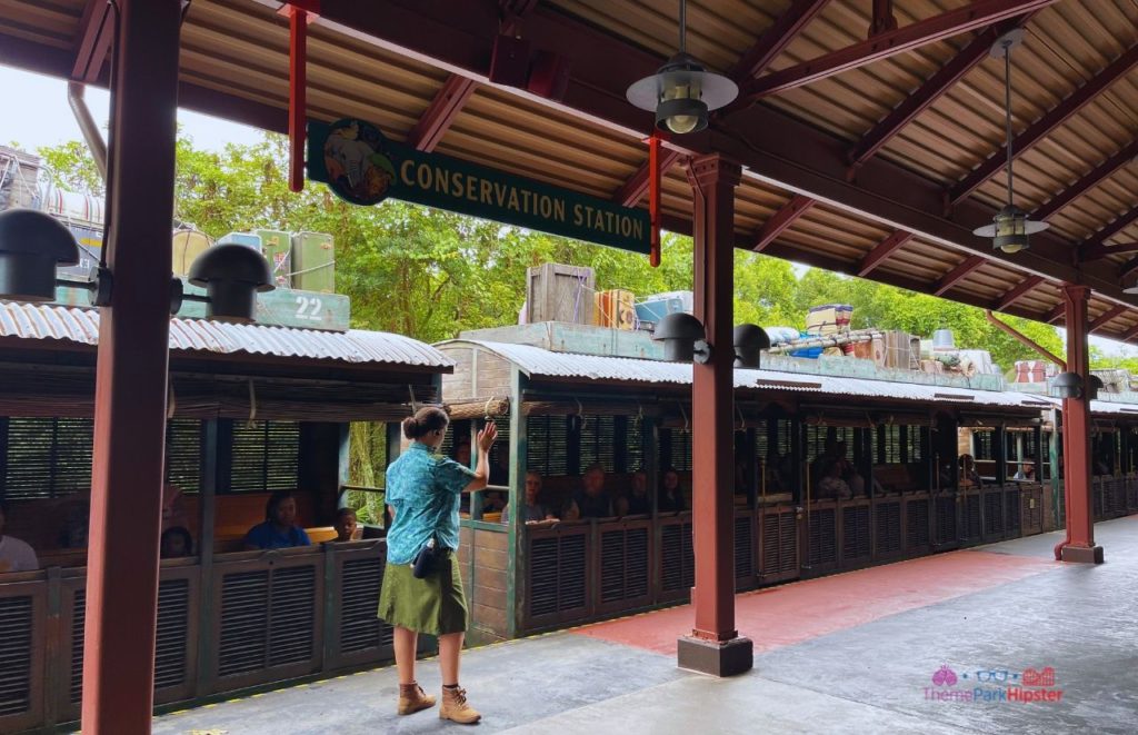 Rafiki's Planet Watch Conservation Station at Disney Animal Kingdom train leaving for harambe. Keep reading to get the best Animal Kingdom rides for solo travel to Disney World.