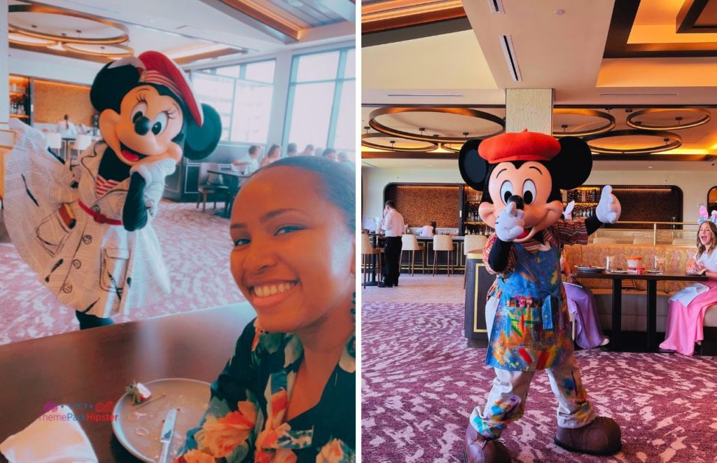 NikkyJ with Minnie Mouse and Mickey Mouse at Character Dining at Topolino’s Terrace at Disney’s Riviera Resort. Keep reading if you want to know more about packing for Disney.