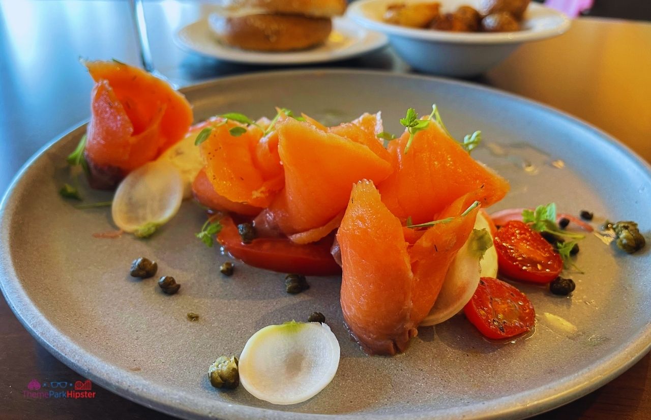 Topolino’s Terrace at Disney’s Riviera Resort Smoked Salmon with tomatoes and capers