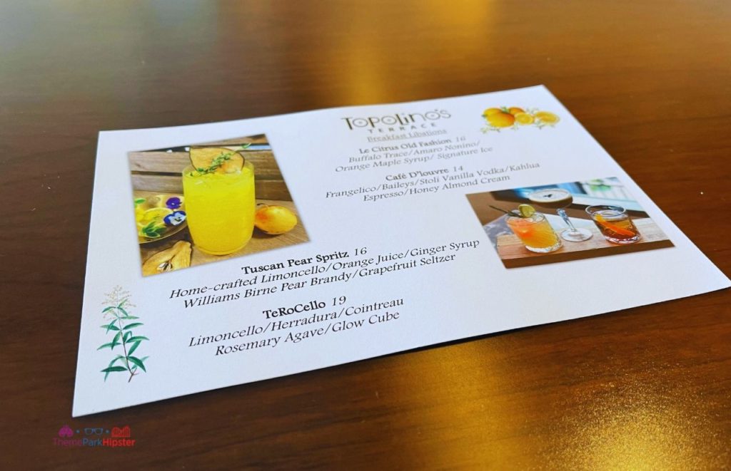 Topolino’s Terrace at Disney’s Riviera Resort Special Spring Drink Menu