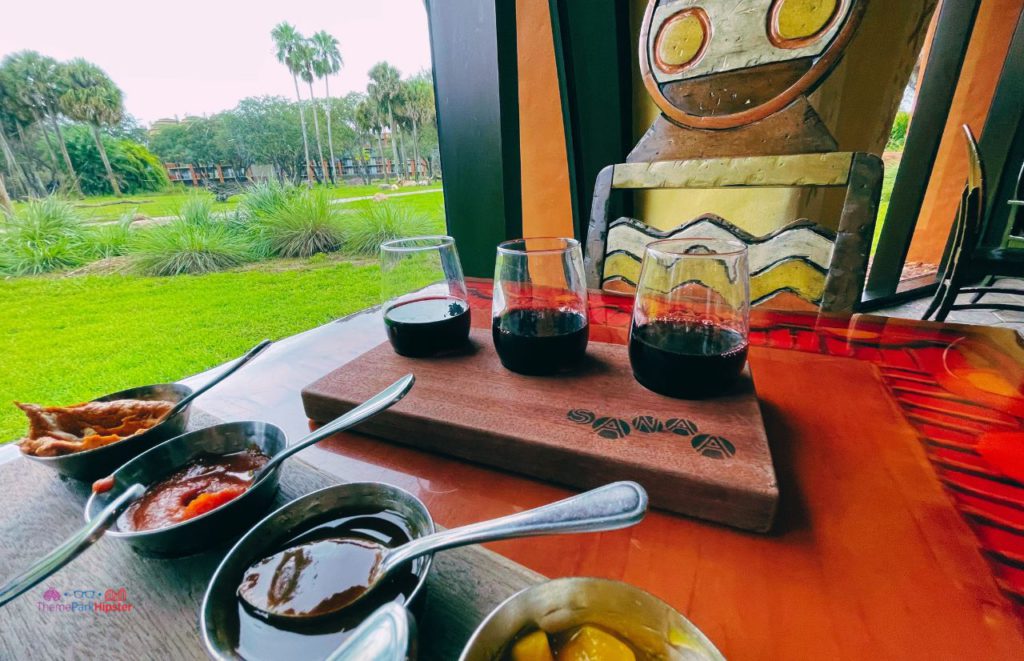 Animal Kingdom Lodge Sanaa view of savannah with Indian bread service