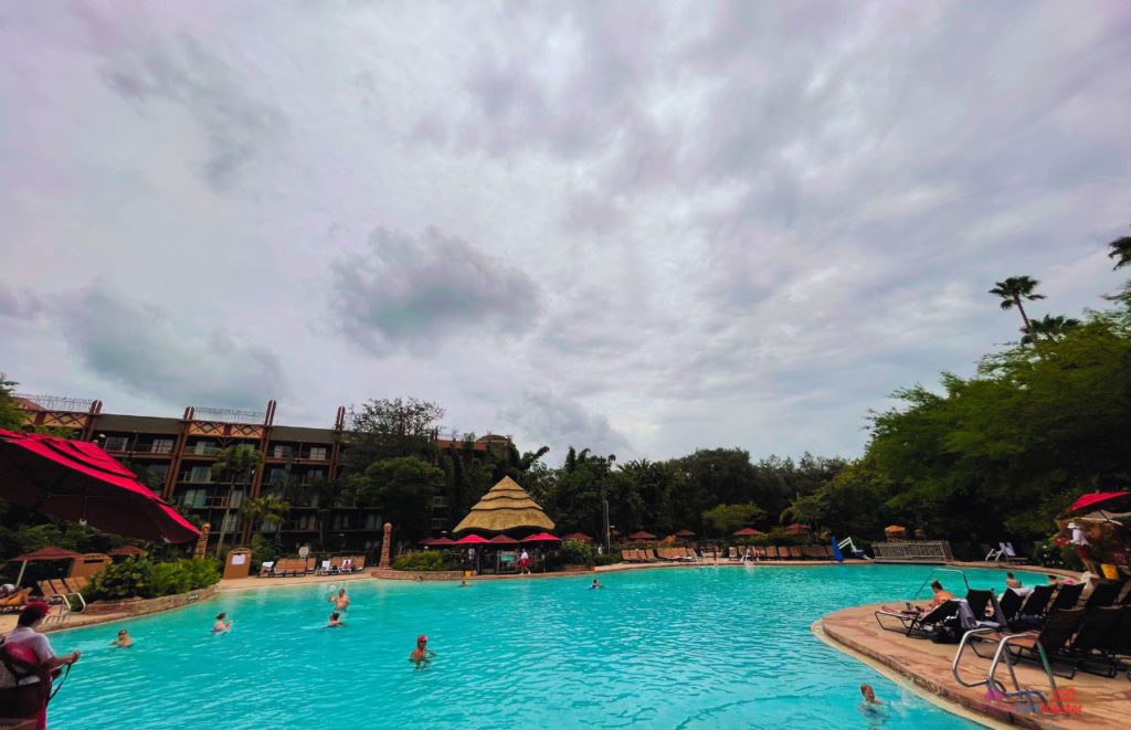 Animal Kingdom Lodge pool area. Keep reading to get the full guide on the disney world heated pools.