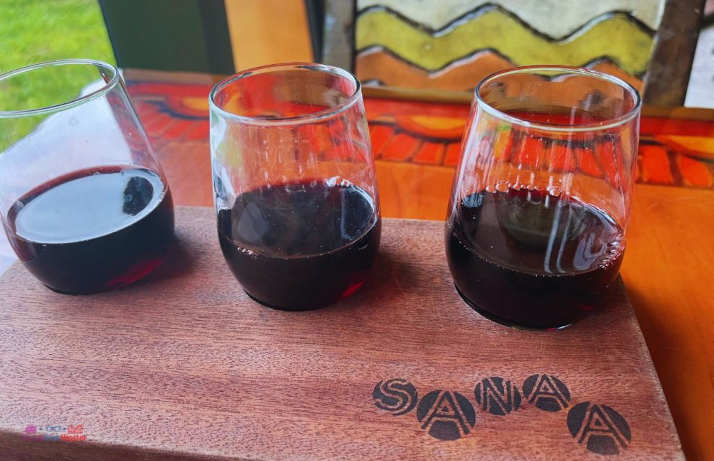 Animal Kingdom Lodge red wine samples at sanaa. Keep reading to learn about the best Animal Kingdom Lodge Restaurants.