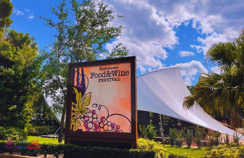 Busch Gardens Tampa Bay Food and Wine Festival Sign
