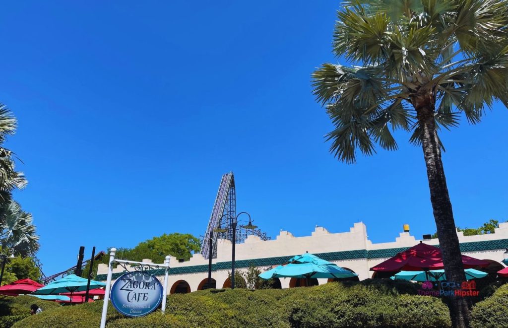 Busch Gardens Tampa Bay Iron Gwazi next to Zagora Cafe. Keep reading for the battle of Iron Gwazi vs Gwazi.