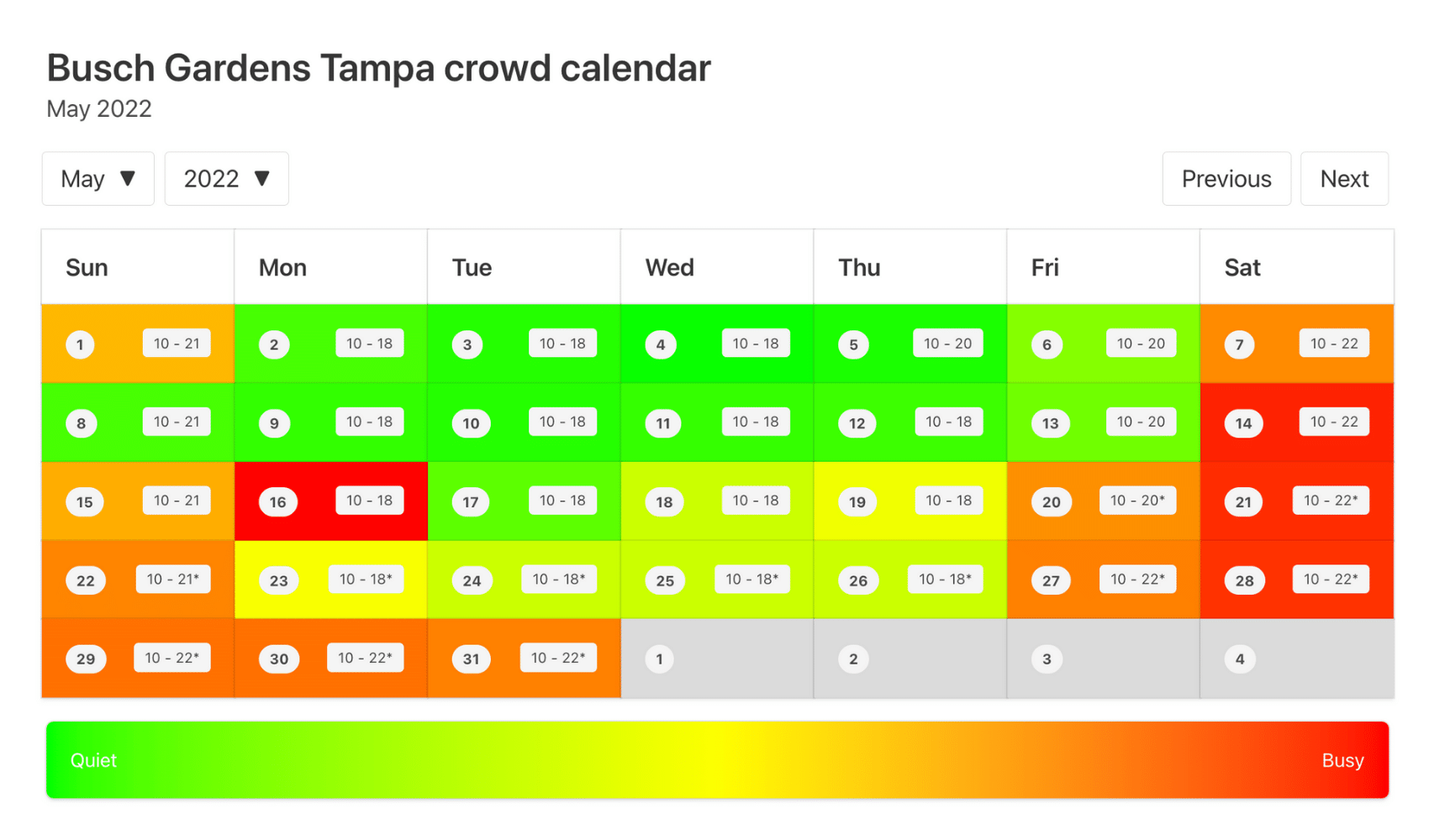 Busch Gardens Tampa Crowd Calendar Fasci Garden
