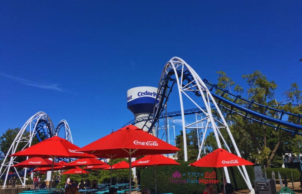 Cedar Point Corkscrew next to water tower