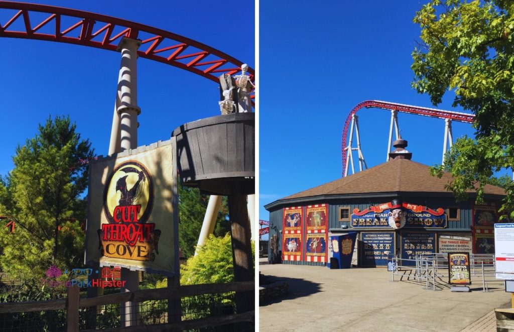 Cedar Point Cut Throat Cove next to Maverick and Freak Show at Halloweekends