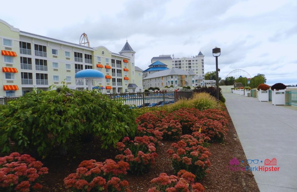 Cedar Point Hotel Breakers Back Side View on a Cloudy Day