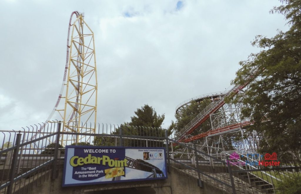 Cedar Point Magnum XL and Top Thrill Dragster on a Cloudy Day