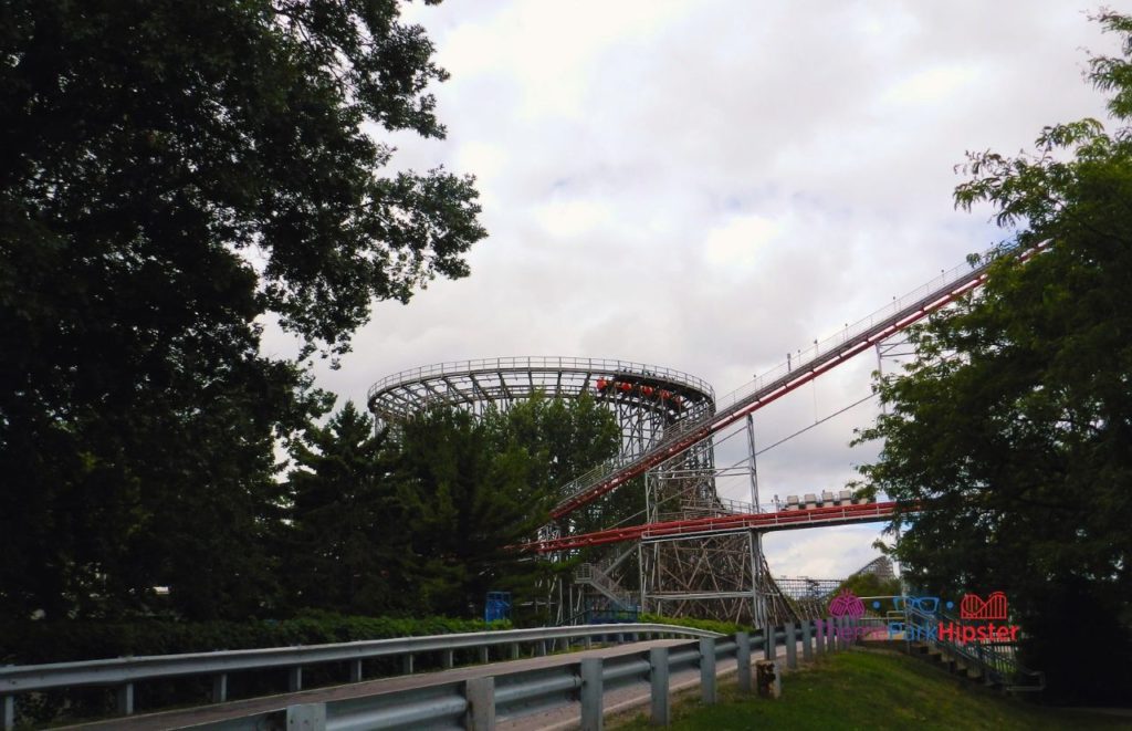 Cedar Point Magnum XL roller Coaster next to Gemini Wooden Roller Coaster