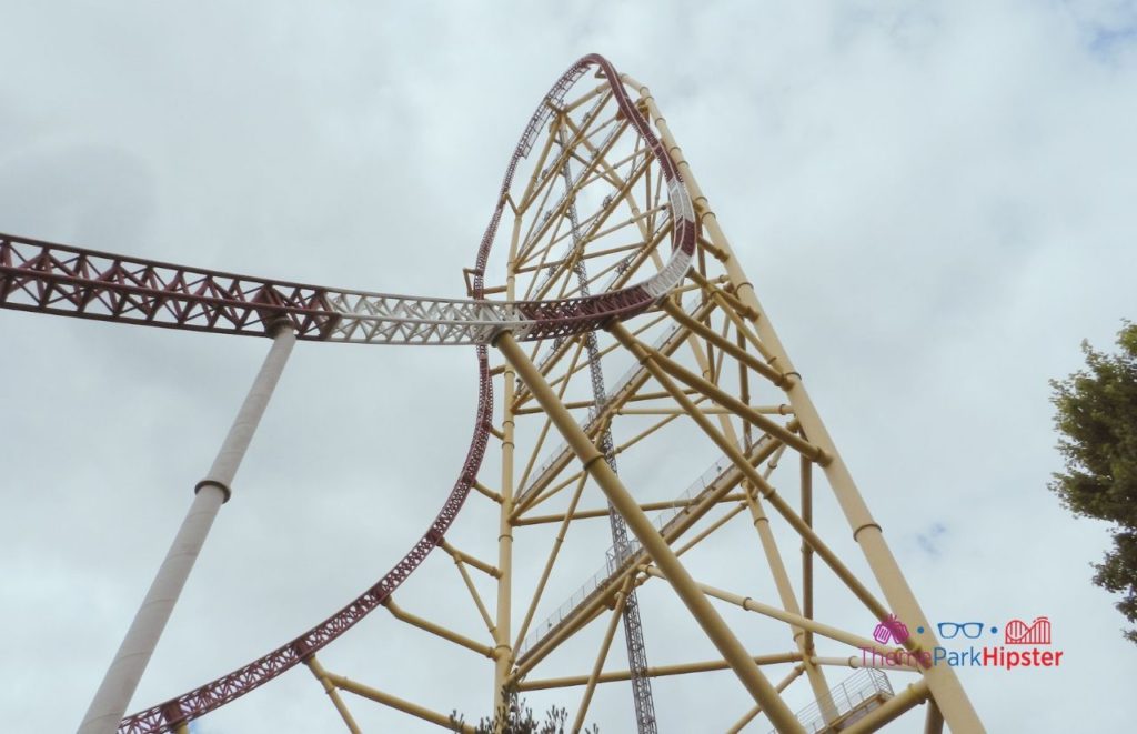 Cedar Point Roller Coaster Top Thrill Dragster on a Cloudy Day