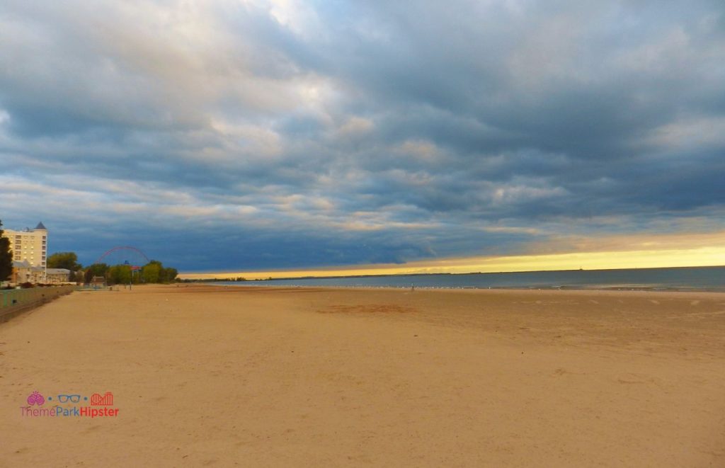 Cedar Point Sunrise over Lake Eerie and Hotel Breakers. Keep reading for more Cedar Point Solo Travel Tips!