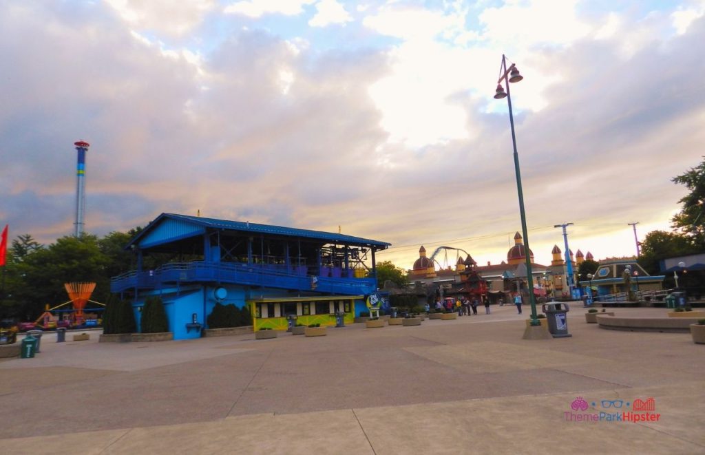 Cedar Point Sunrise over the midway with skyride. Keep reading to see where to find cheap Cedar Point tickets at a discount.