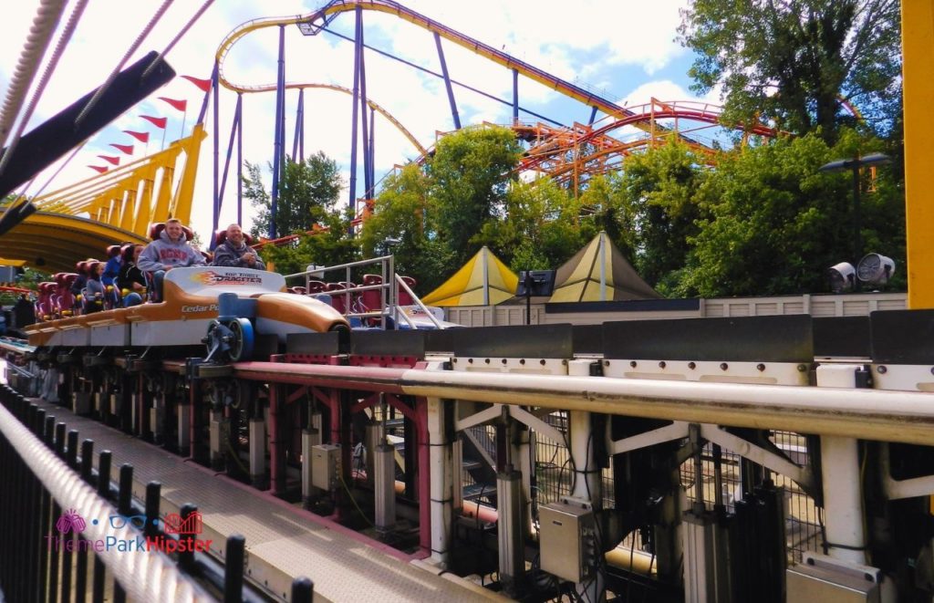 Cedar Point Top Thrill Dragster Launch with Mantis or Rougarou in the background