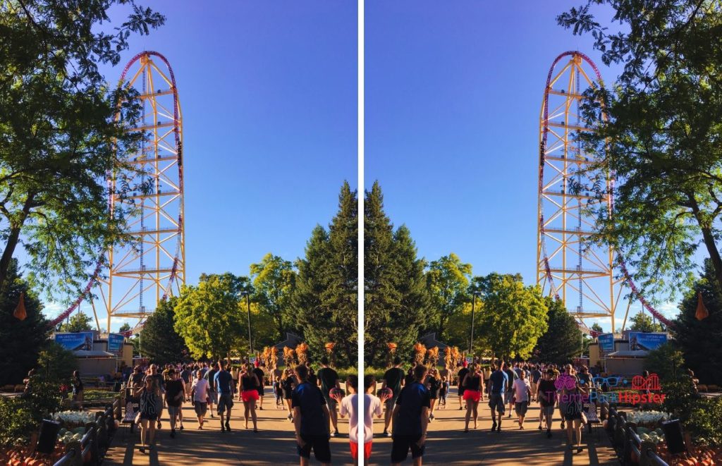 Cedar Point Top Thrill Dragster walking area. Keep reading to learn about the tallest roller coasters at Cedar Point.