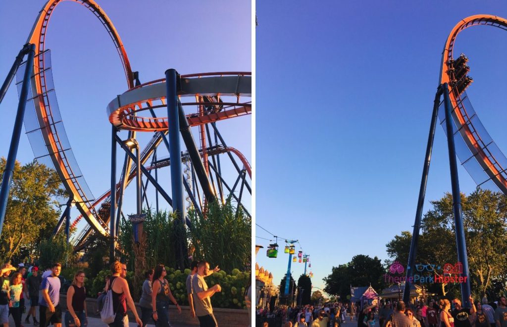 Cedar Point Valravn Roller Coaster going through loop