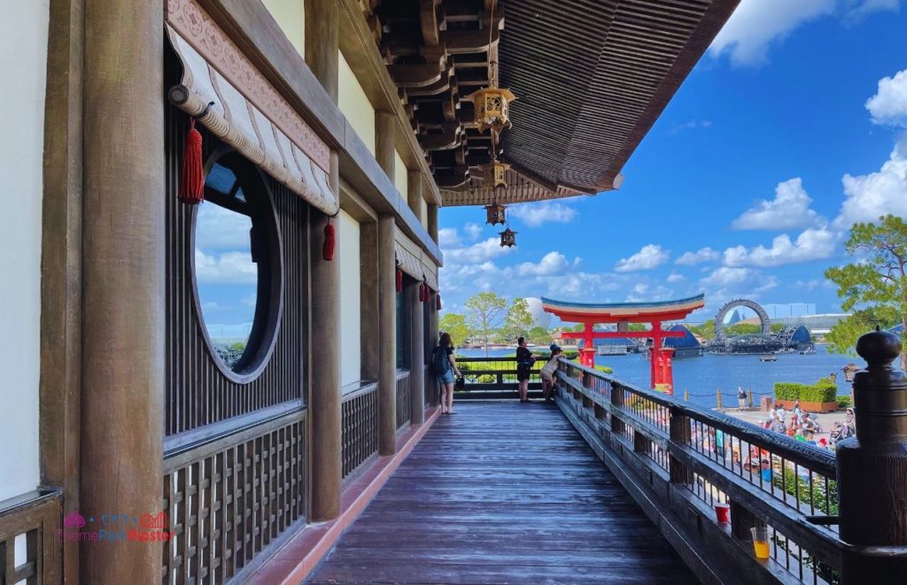 Epcot Japan Pavilion View from atop the Mitsukoshi restaurants. Keep reading to learn about the best Disney World restaurants for adults.