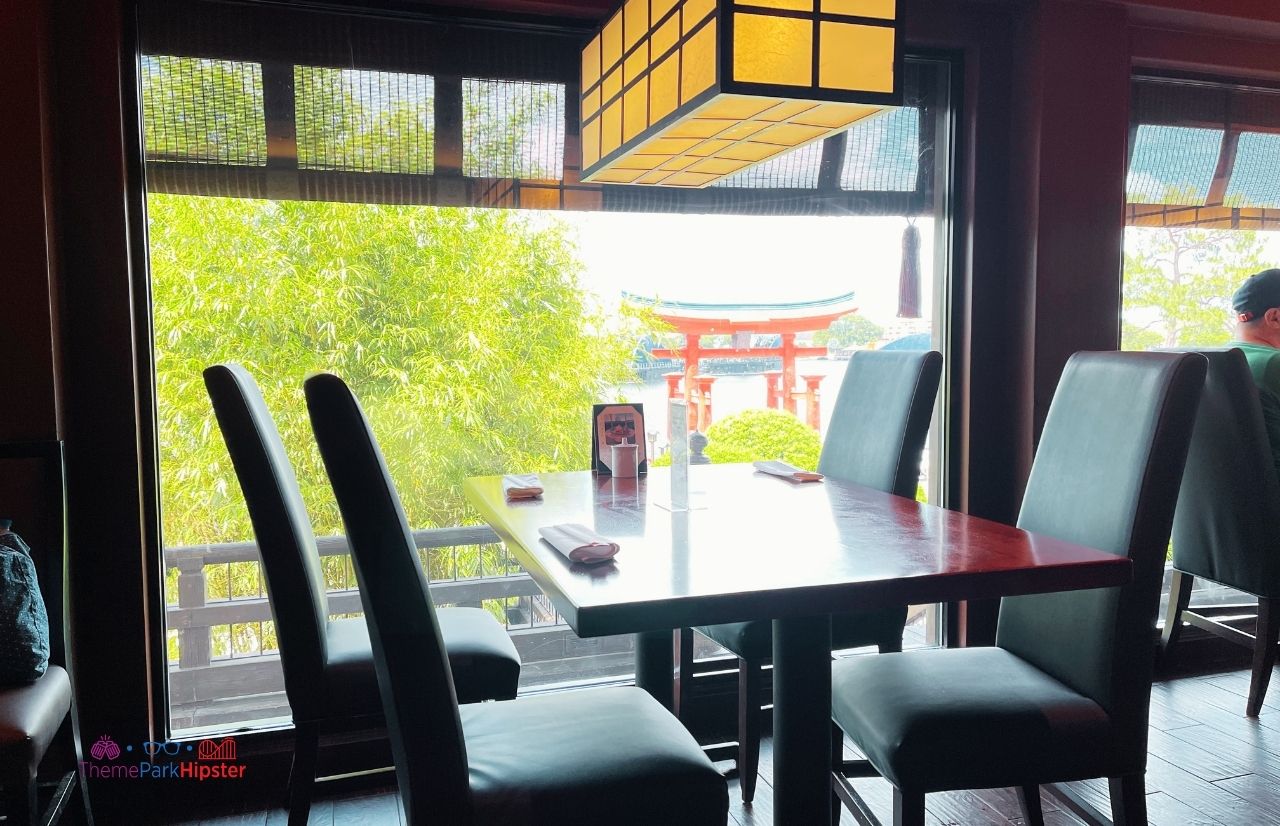 Tokyo Dining Restaurant in Epcot Japan Pavilion View out the window overlooking World Showcase Lagoon
