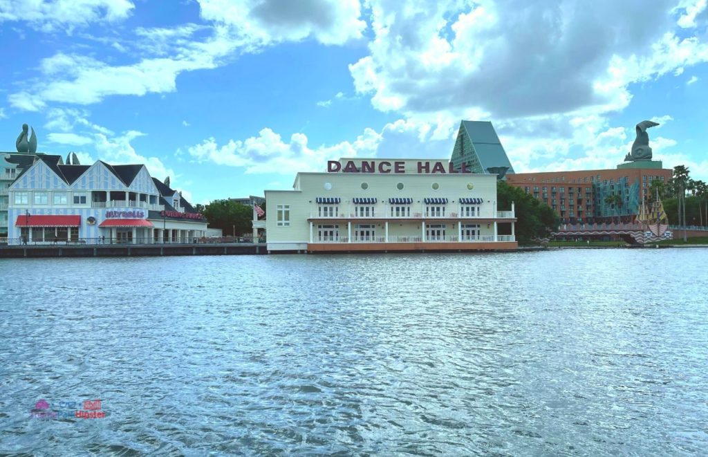 View of Disney's Boardwalk Resort from the Lagoon. Keep reading to learn about the best lounges and bars at Disney World.