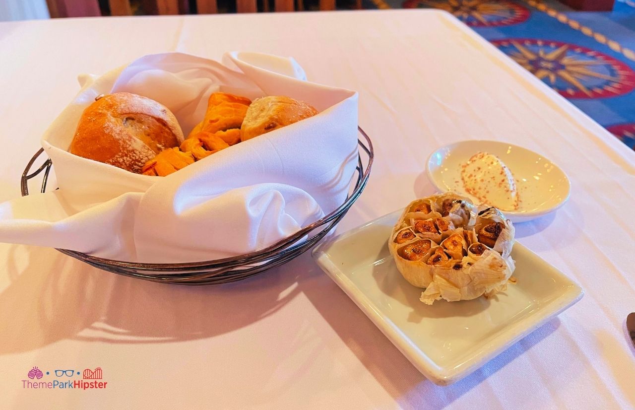 Yachtsman Steakhouse Yacht and Beach Club Resort Walt DIsney World Bread with roaster garlic and butter