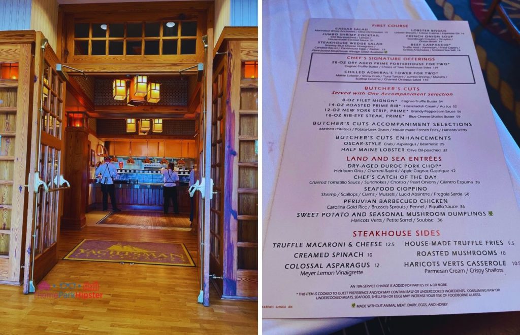 Yachtsman Steakhouse Yacht and Beach Club Resort Walt DIsney World Menu and Restaurant Entrance