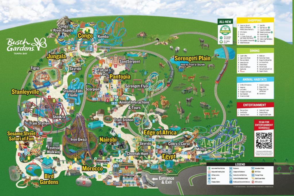 Busch Gardens Tampa Map 2024 and 2025 PDF