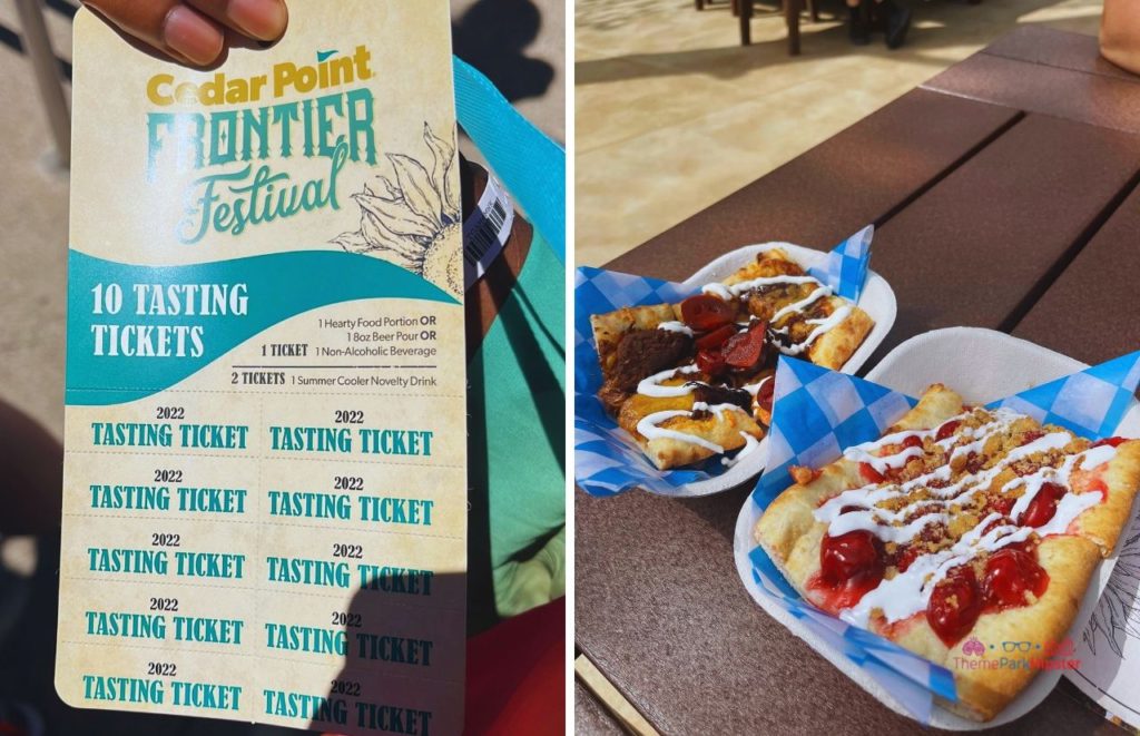 Cedar Point Frontier Festival Tasting ticket with two portions of a sweet desert. Keep reading to learn more about the best things to do at Cedar Point. 